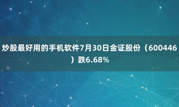 炒股最好用的手机软件7月30日金证股份（600446）跌6.68%